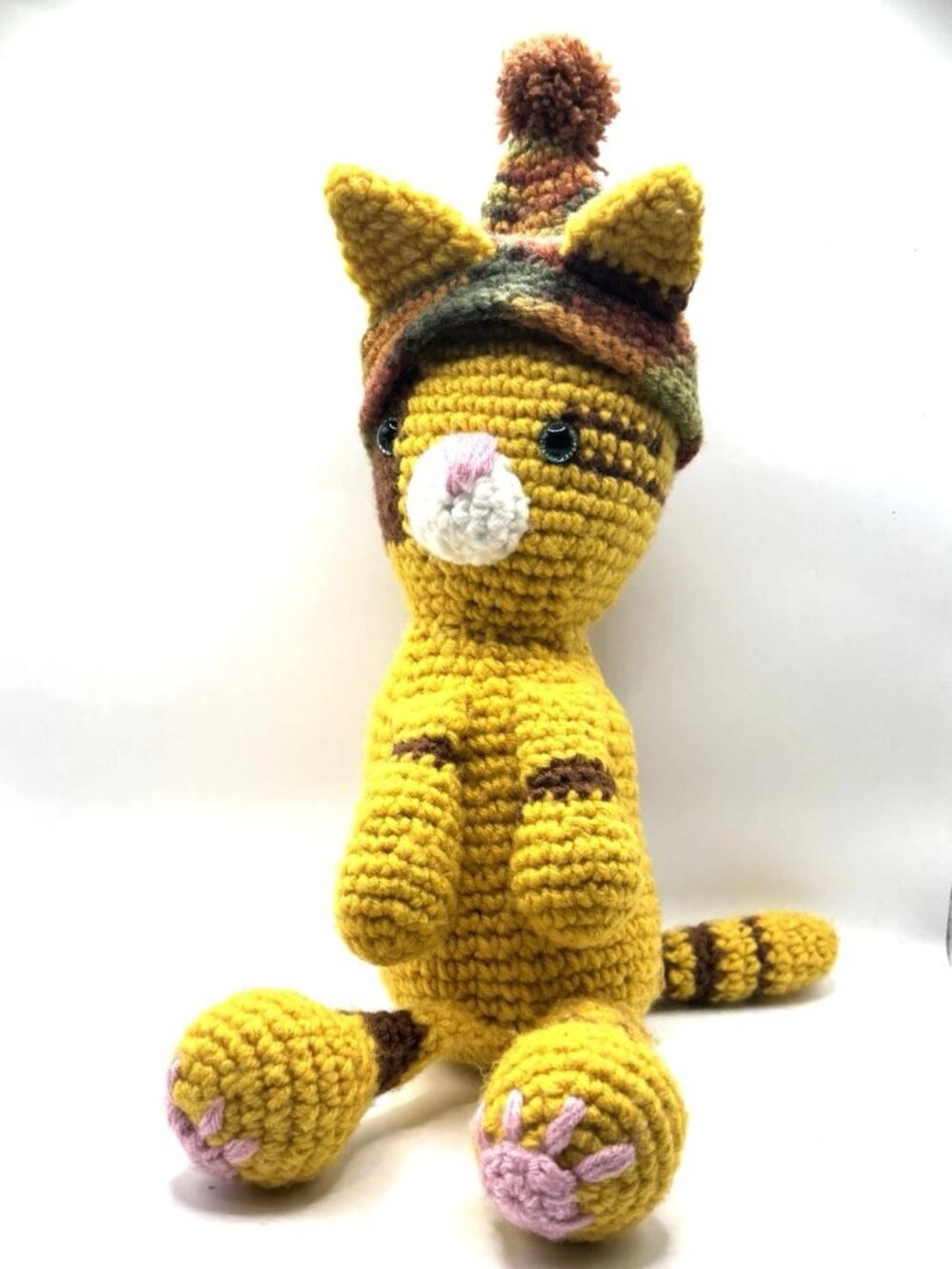 Knitted Tiger Hand Knitted Plush Tiger w/ Hat